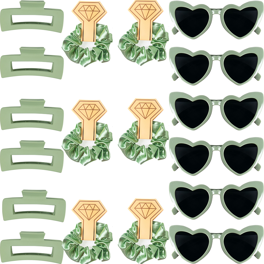 6/8 setzt Brautjungfer Herzform Sonnenbrille Haargummis Scrunchies Haarspangen Bachelorette Hochzeit Brautparty Gastgeschenk Vorschlag: Licht Gelb