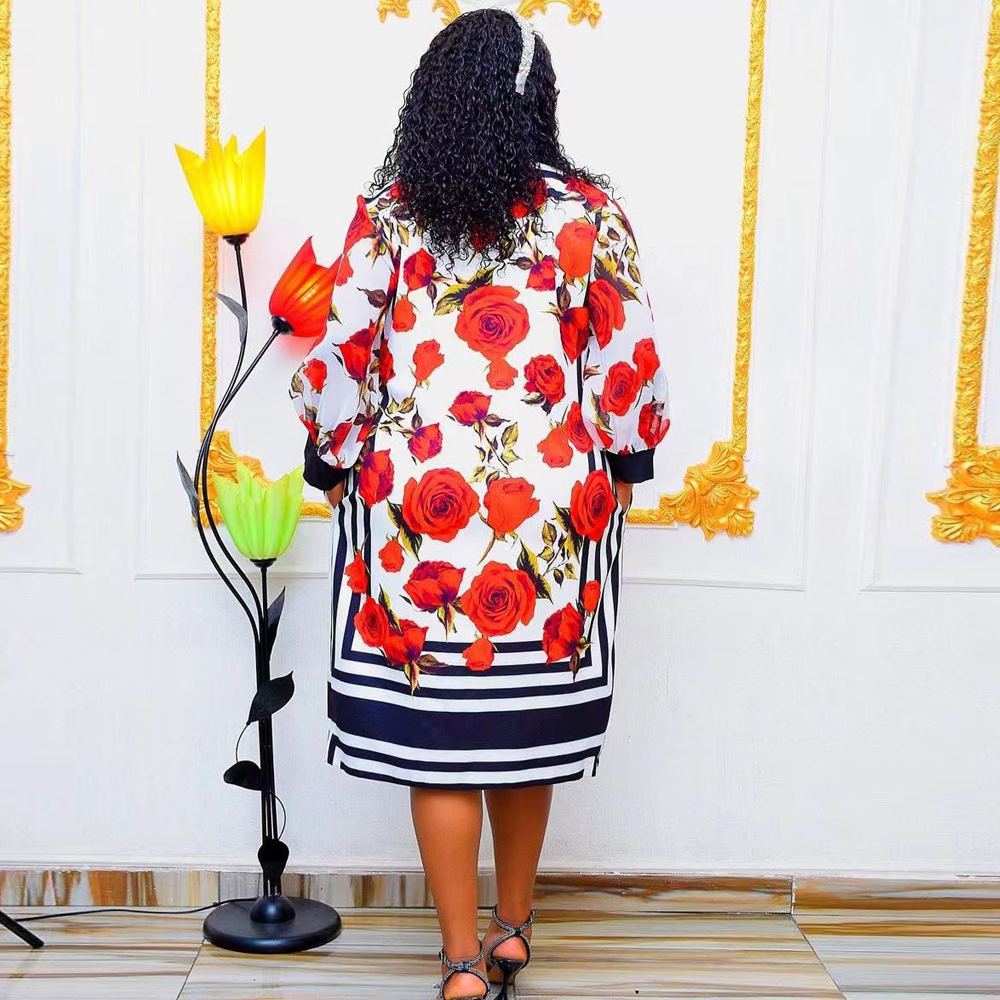 Vestido bohemio con estampado Floral MD Dashiki para mujer, ropa africana de talla grande, , trajes tradicionales Ankara, Túnica africana