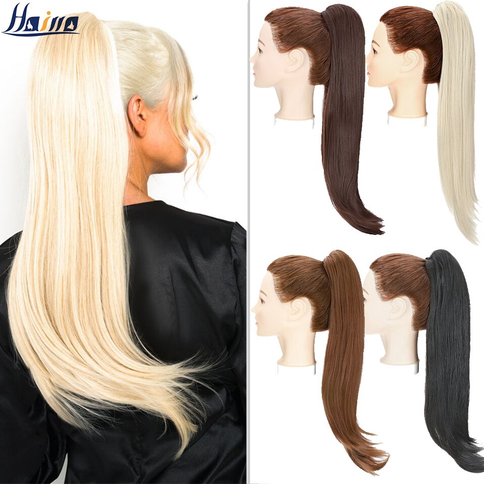 HAIRRO-extensiones de cabello sintético para mujer, extensión de cola de caballo con Clip, 22 pulgadas