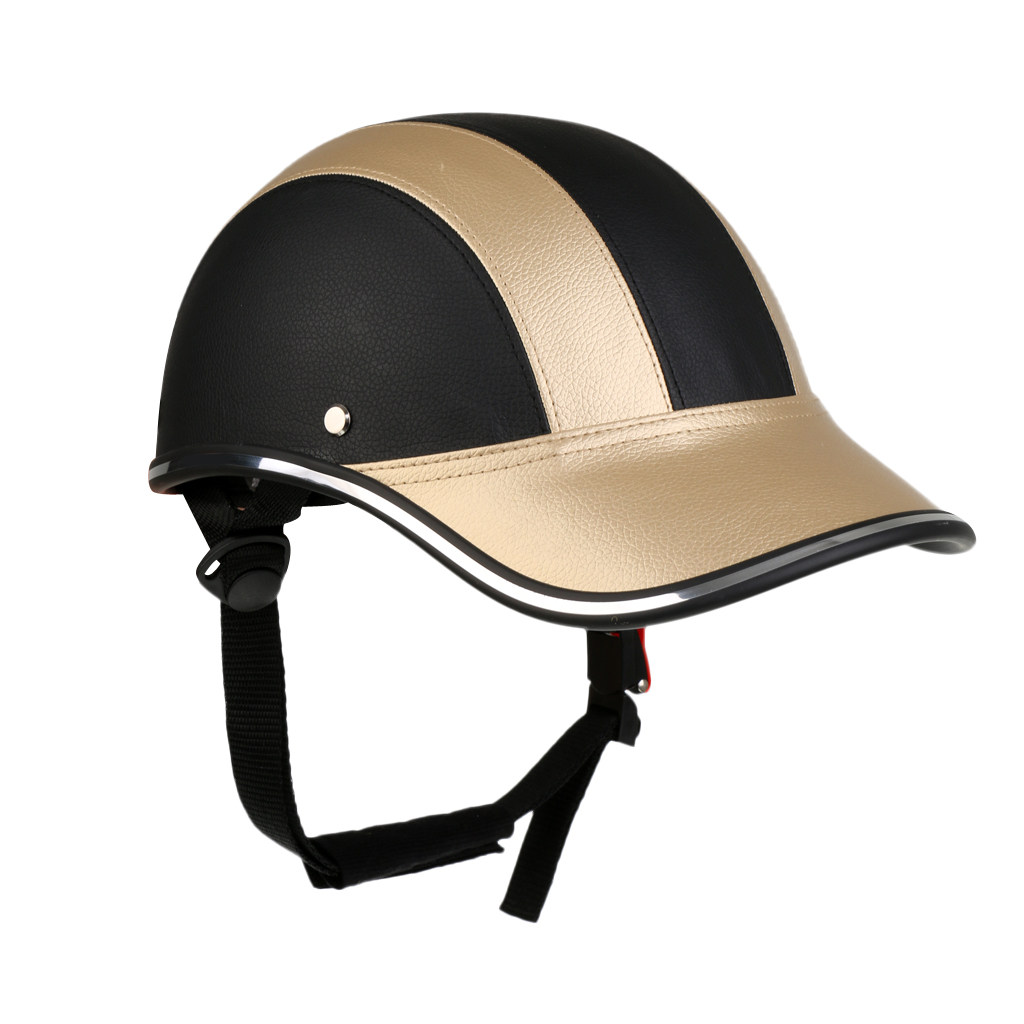 Unisex cykel cykelhjelm baseball cap anti uv sikkerhed cykel hjelm justerbar hakestrop road cykel hjelm til mtb skøjteløb: Sort guld