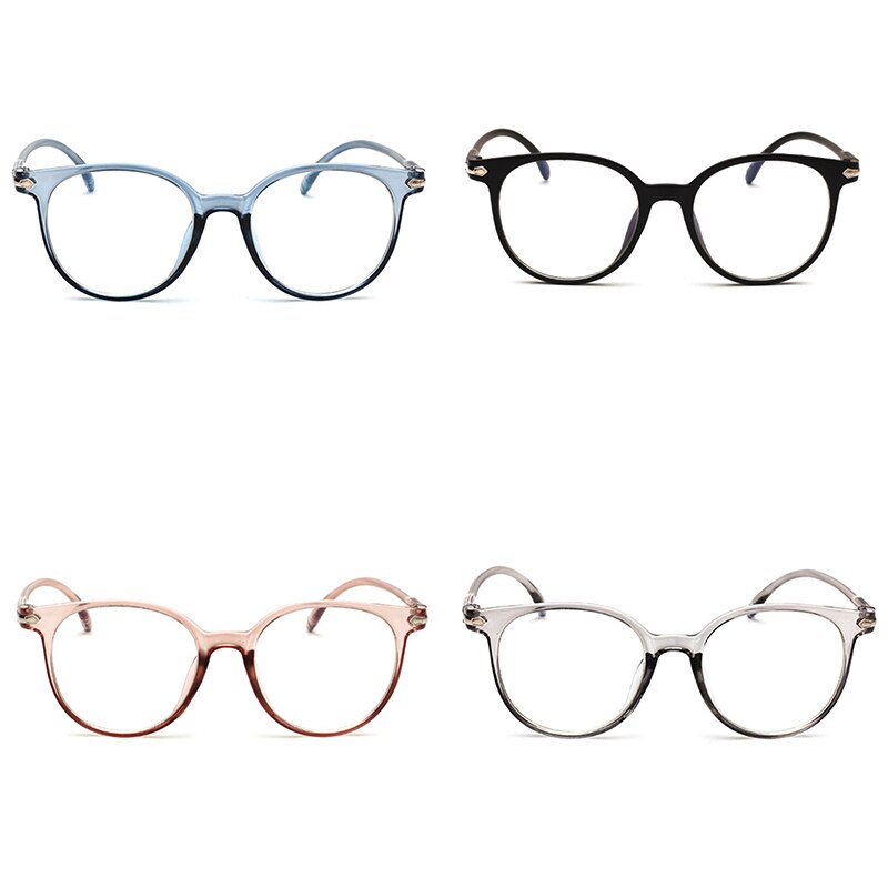 Transparenta runda glasögon glasögonbågar nörd kvinnlig glasögonbåge poäng noll vintage enkla glasögon klara linser
