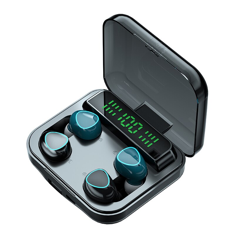 M22 TWS bezprzewodowy zestaw słuchawkowy Bluetooth para słuchawek Touch Stereo sport cyfrowy wyświetlacz 9D cztery słuchawki dla osób podwójnych