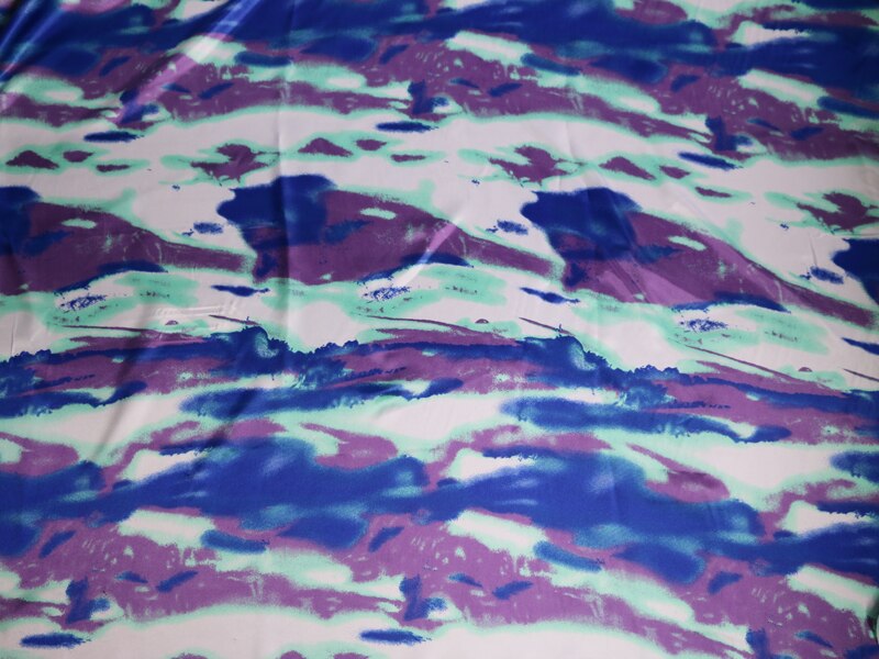 100cm*148cm ombre gradient maleri trykt satin stof diy patchwork syemateriale til kvinder kjole tørklæde: Farve 1 kongeblå