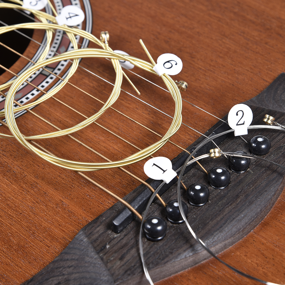 6 pçs/set universal guitarra acústica corda de bronze hexagonal aço núcleo cordas para instrumentos musicais guitarras cordas parte da guitarra