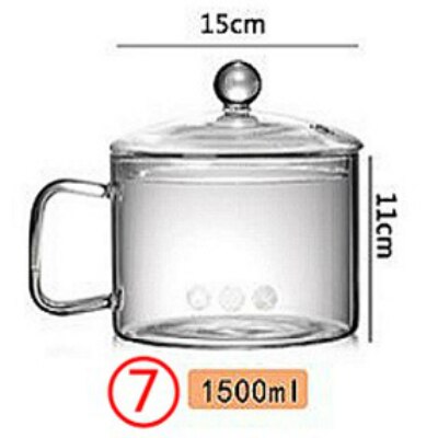 Glass Cooker kitchen 1000ML 1350ML 1500ML Silicon open flame straight pot electric ceramic stove heating glass pot with lid: Side handle 15cm