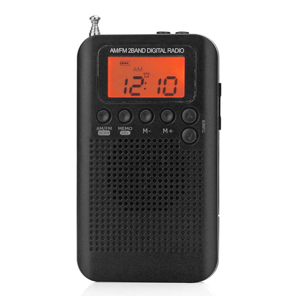 Esterno Portatile AM/FM Stereo Radio HRD-104 Tasca 2-Band Radio Digitale Mini Ricevitore Radio All'aperto con auricolare Cordino