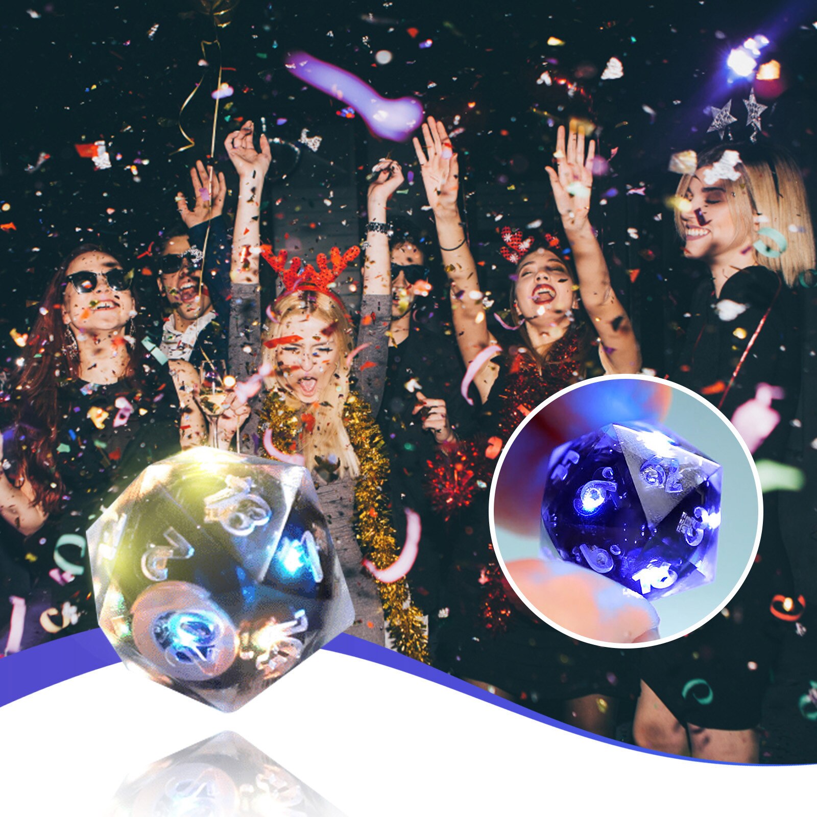 Electronic Dice Adult Couple Games Fun Party Weekend Play Toy LED Event Glow Party Supplies Yellow and Blue