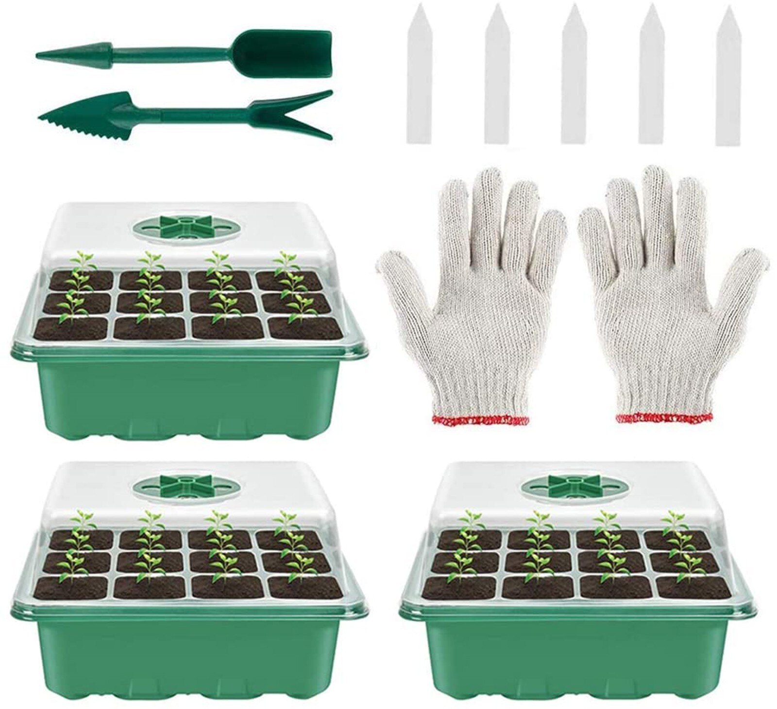 40# 3pcs Indoor Greenhouse Nursery Box Mini Greenhouse Growth Pots Set Plant Seeds Organizer 12 Compartment Семена Растений