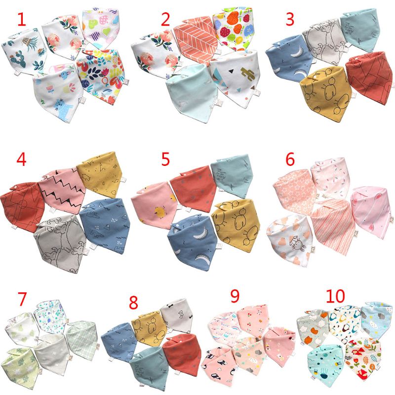 Lote de 5 unidades de Baberos de alimentación de bebé, pañuelo de toalla para bebé, babero triangular para Saliva
