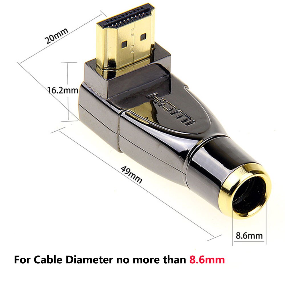 Conector de soldadura HDMI 2,0, adaptador de líneas HD, compatible con 4K, 2K, HDMI 2,0/1,4/1,3: HQ0086 Bend