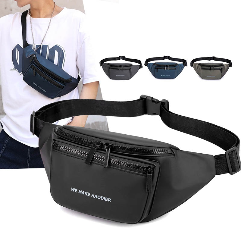 Riñonera impermeable de gran capacidad para hombre y mujer, Cangurera de nailon de , a la , bolso cruzado para el pecho para exteriores, Unisex,