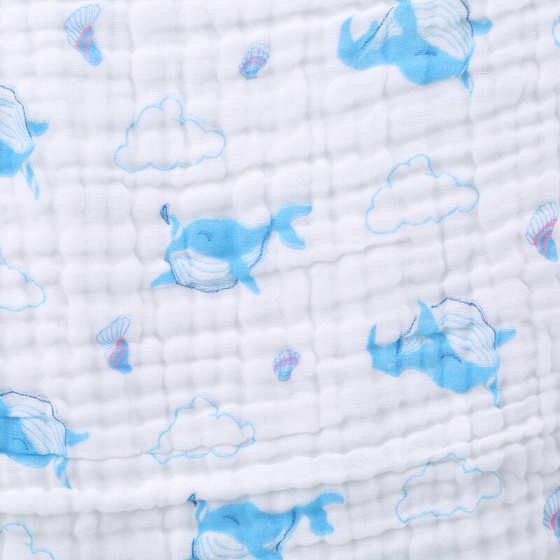 Super Soft Breathable Muslin Cotton Newborn Baby Washed Baby Blanket Thick Bath Towel Cartoon Pattern