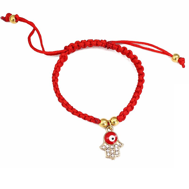 Böhmen Evil Eye Perlen Charme Armbänder für Frauen Männer Fatima Hand Elastische Rot Wachs Seil Glück Armband Fußkettchen Schmuck: B