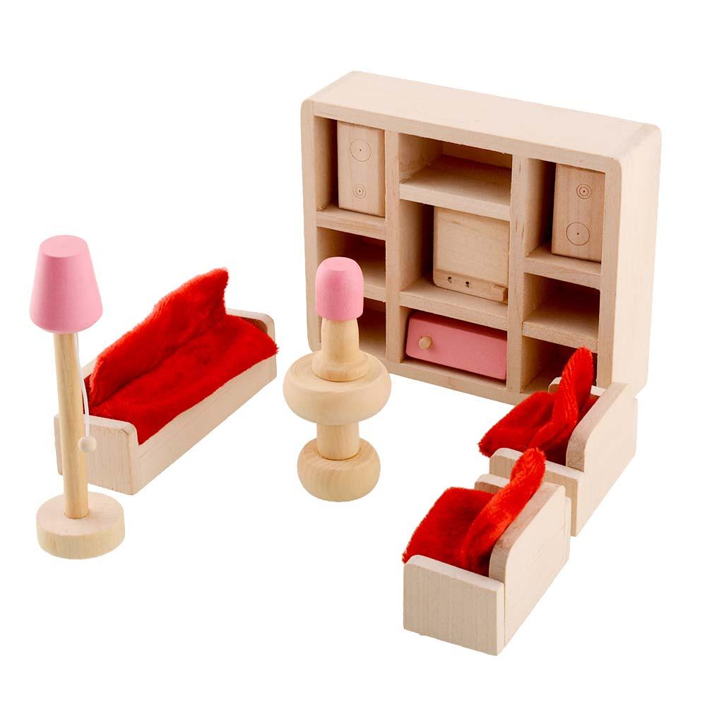 Giocattoli delicati in legno per mobili per case delle bambole Set in miniatura per bambini finta sale giochi accessori educativi per bambini: living room set