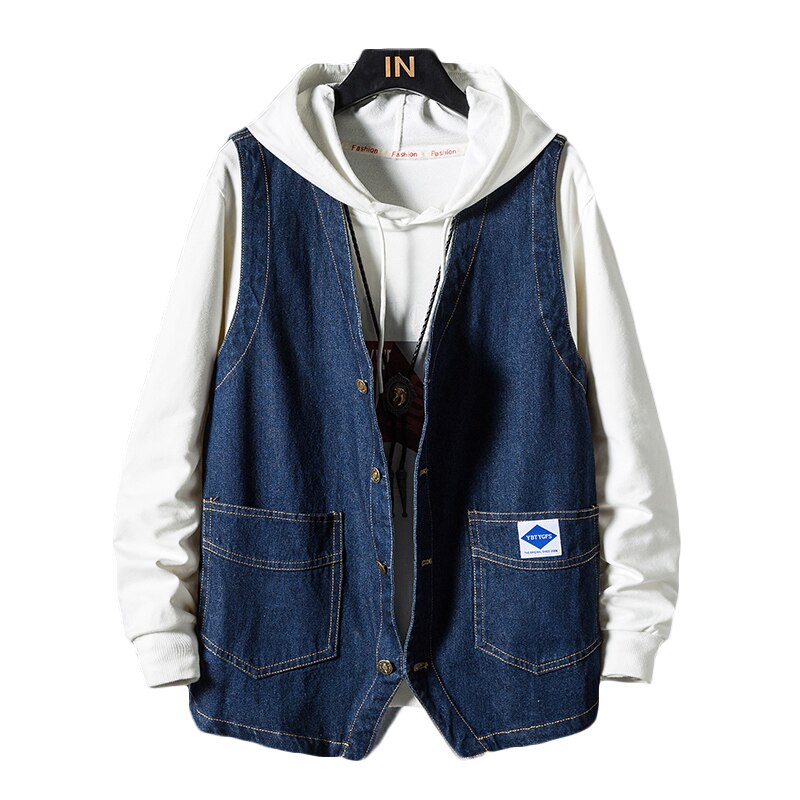 Herbst Mens Kleid Weste Jacke und Mantel Jean Weste für Männer Kleidung Punk Stil Ärmellose Denim Weste Chalecos Para hombre