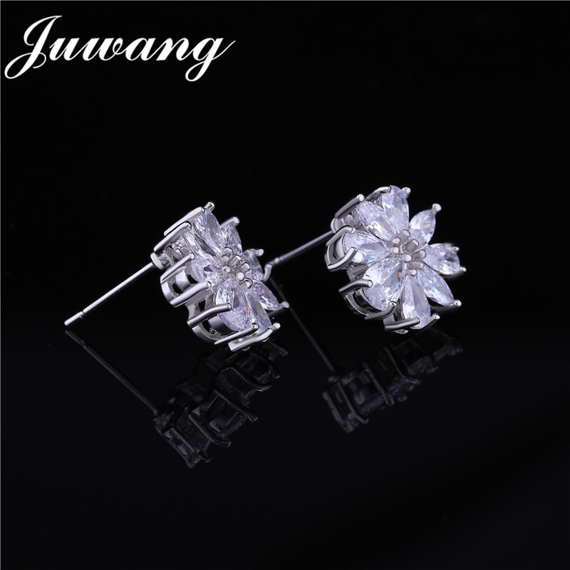 JUWANG Brand Classic Cubic Zirconia Bridal Jewelry Set for Woman Party Necklace and Earring Wedding Jewelry