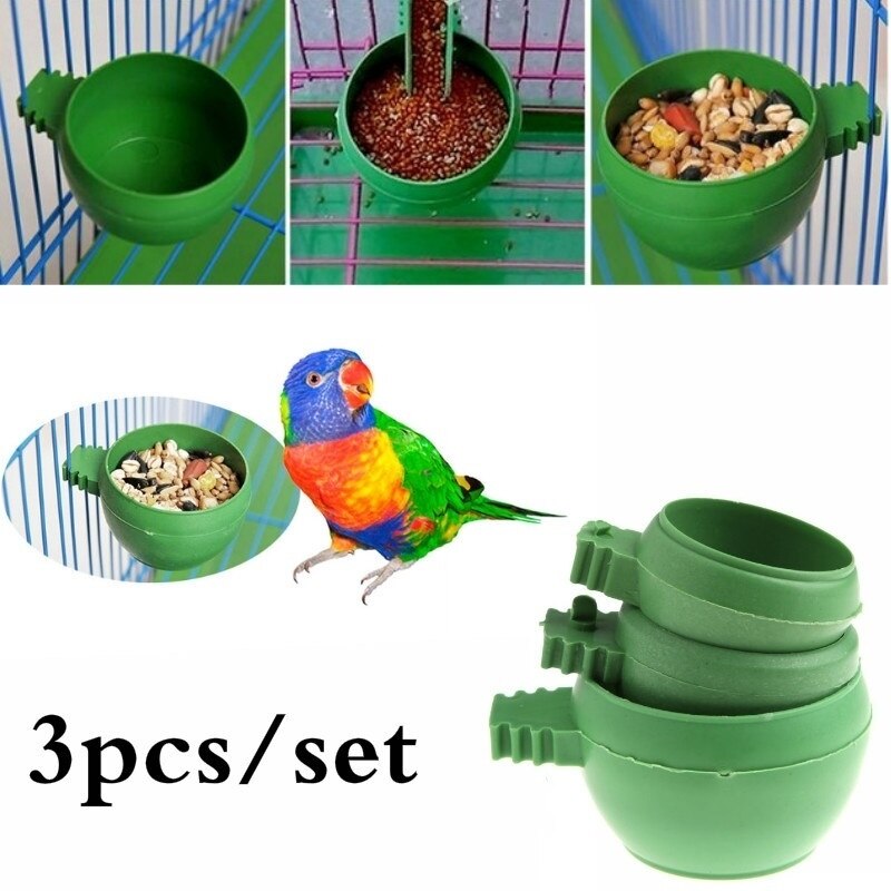 3 Stks/set Mini Vogel Papegaai Voedsel Water Kom Feeder Plastic Duiven Vogels Kooi Zand Cup Voeden Houder Vogel Feeder