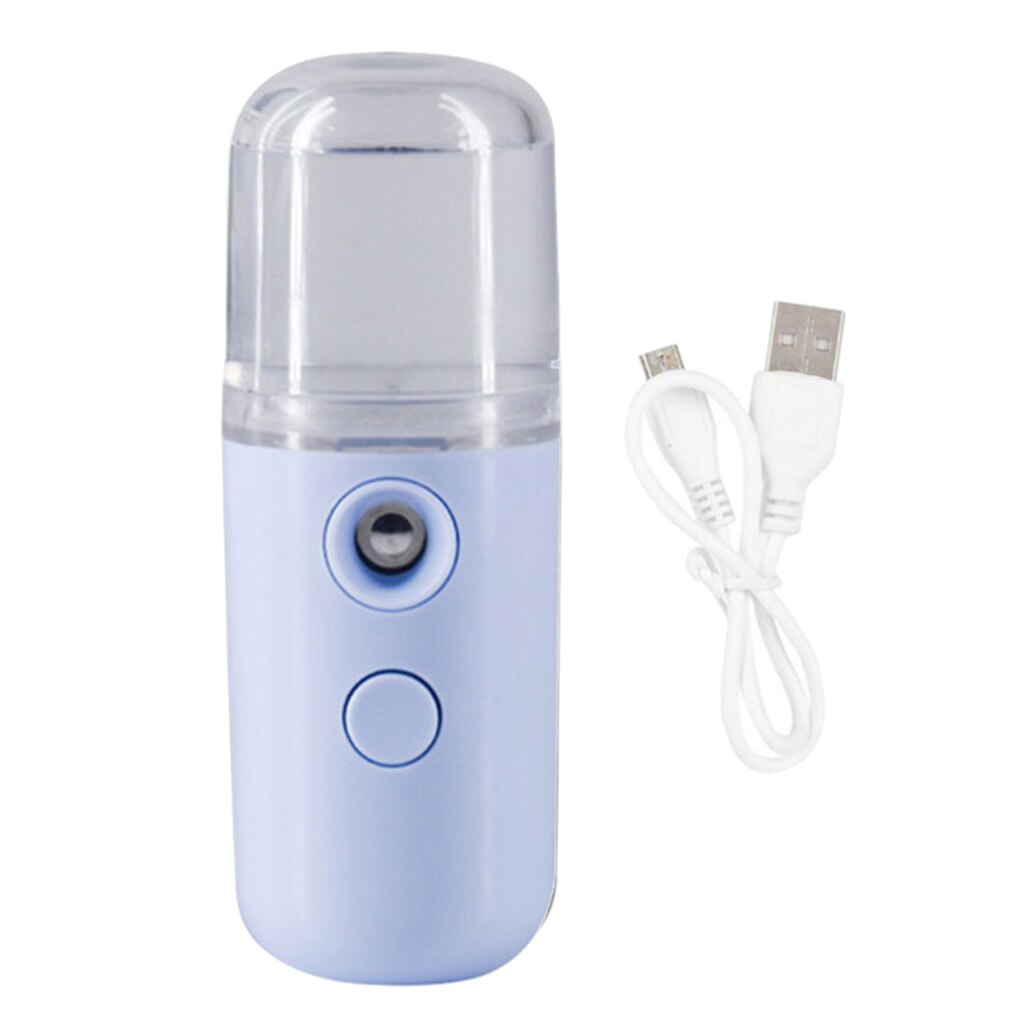 Portable USB Nano Mist Sprayer for Disinfecting & Face Hydration Beauty Device Nano Handy Mist Spray Facial Steamer Sprayer: Blue