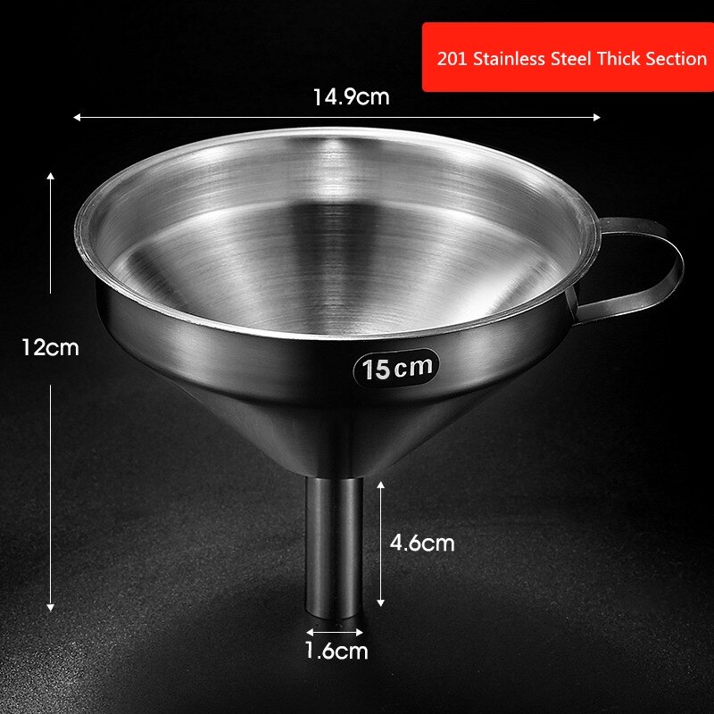 Rvs Trechter Keuken Accessorie Gereedschap Keuken Olie Vloeistof Trechter Met Afneembare Filter Breed Olie Bier Koffie Water Mou: 201 Thick 15cm