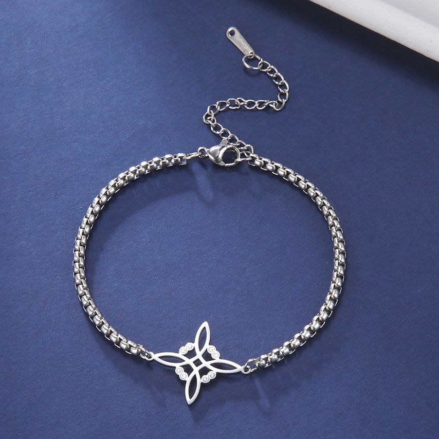 Dawapara – Bracelet à breloques avec nœud de sorcière pour femmes, amulette de Protection des nœuds celtiques, chaîne de perles en acier inoxydable, bijoux Wiccan de sorcellerie