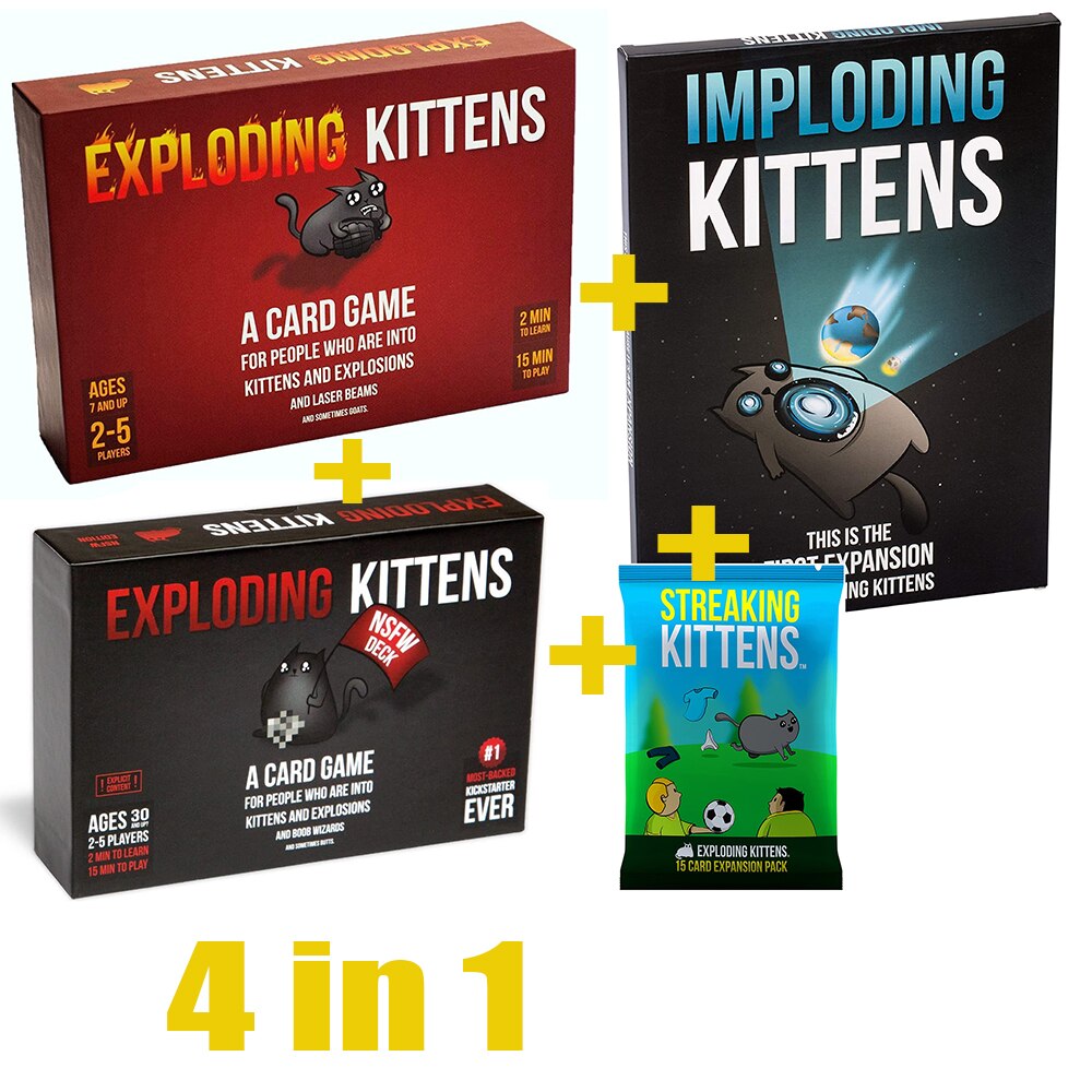 Kitten Originele Editie Familie Strategie Ontploffen Plezier Kaarten Game Kind Speelgoed Nsfw Editie Party Pack Volwassen Teens Kids Vriendelijke Board: 4 in 1