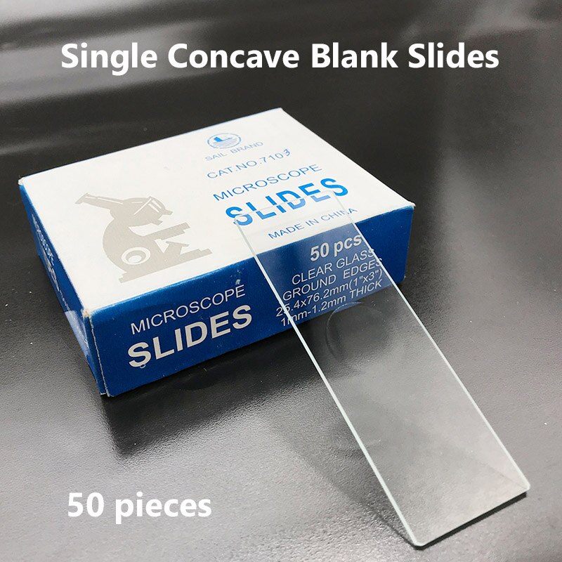 50 Pieces Biological Microscope Glass Slides Single Concave or Double Concave Blank Slides for Reusable Laboratory Educational: Single Concave