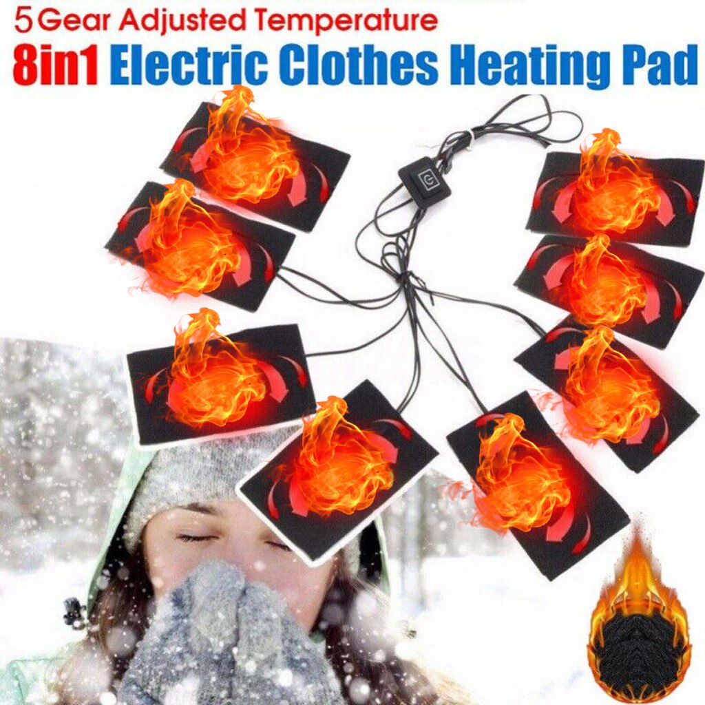 8 Pad USB Heating Thermal Vest Heated Jacket Motorcycle Warm Winter 3 Speed Electric Heated Jacket Heating Pad Outdoor Themal