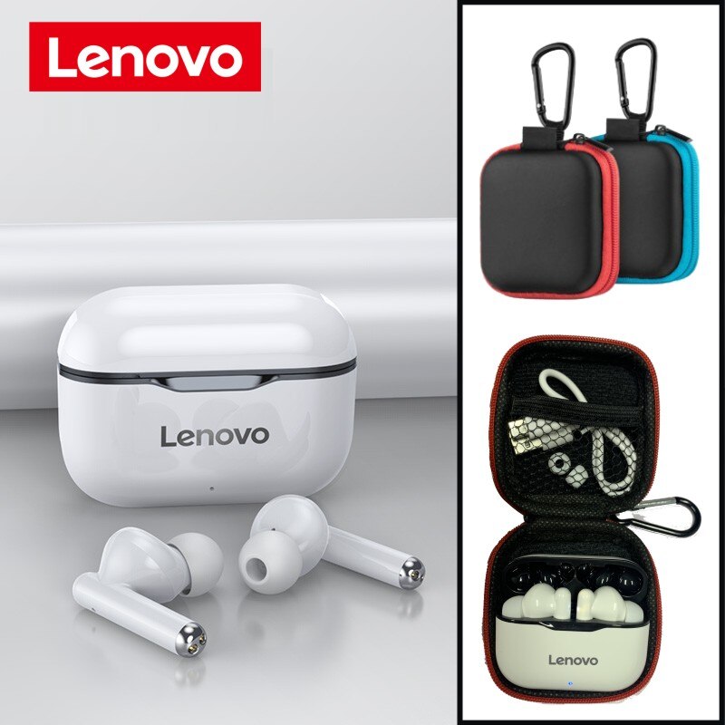 Lenovo-auriculares inalámbricos LivePods con Bluetooth 5,0, dispositivo estéreo de reducción de ruido, HIFI, Control táctil, modo de reposo Larga, 300mAH: LP1 Black Add 1 Bag