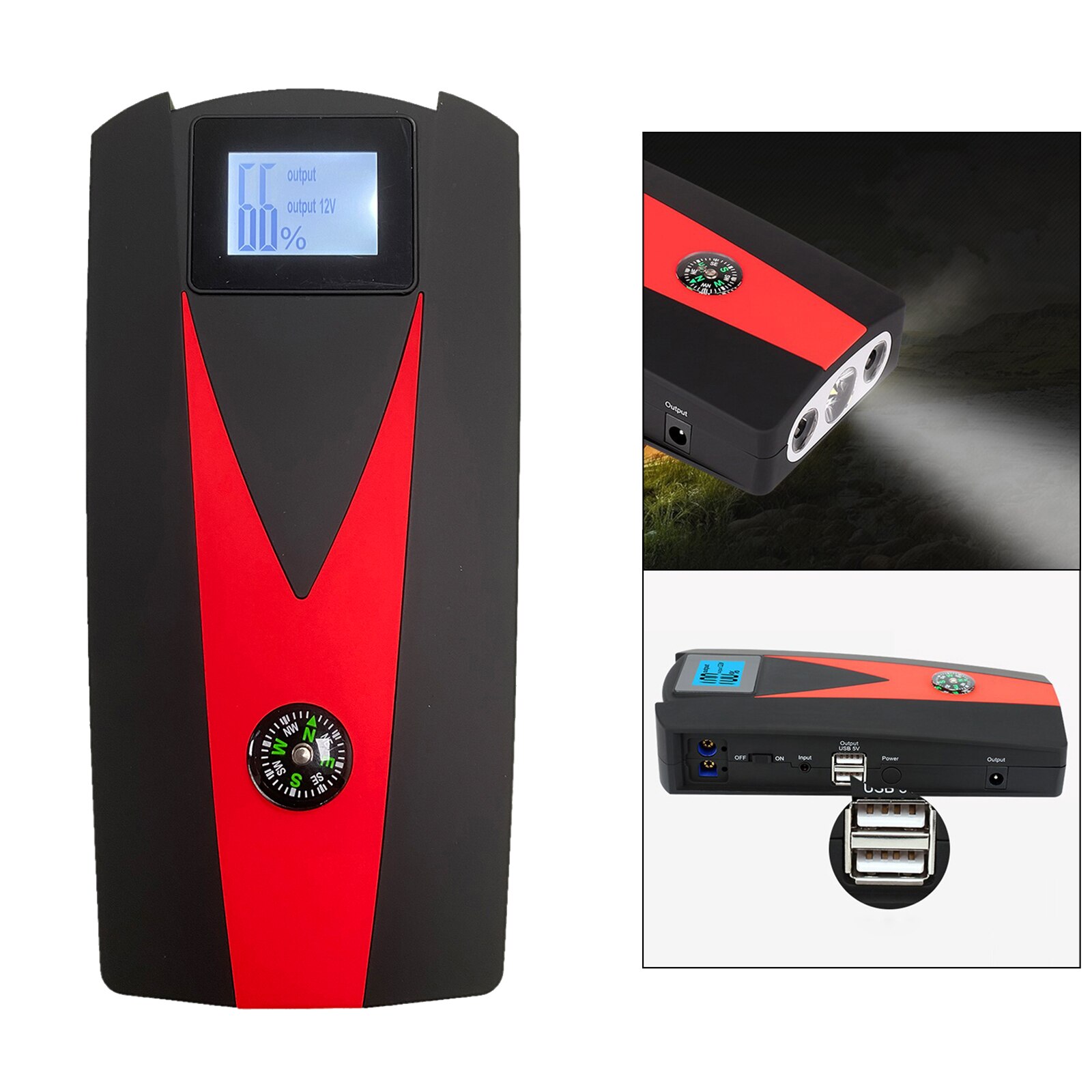 Car Jump Starter 12000mAh Portable Charger Power Bank w/LED Flash Light EU