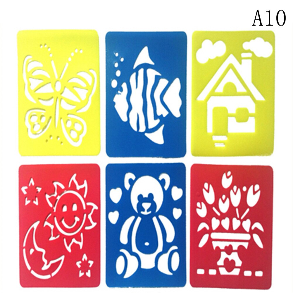 Bambini che imparano lo strumento di arte 6Pcs bambini Multi righelli di plastica a forma di pittura modello di disegno Stencil bambini giocattolo di disegno colorato: 10