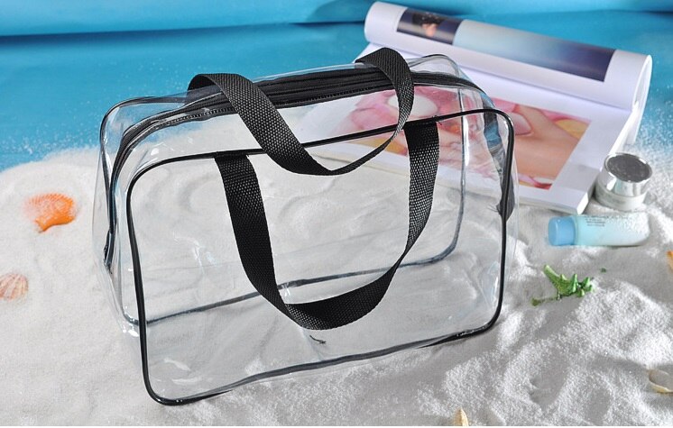 Femmes hommes Transparent PVC gelée sac voyage fermeture éclair cosmétique maquillage sac fourre-tout 3 taille