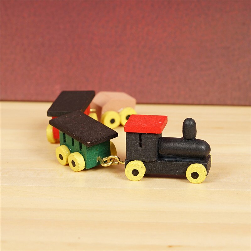 1:12 Mini Train Model Solid Wood Color House Miniature Children's Toy Dollhouse Bedroom Accessories Furniture Miniatur Z6W5