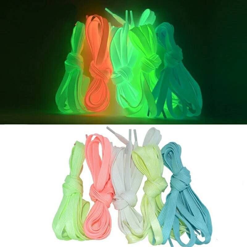 1 Paar Lichtgevende Schoenveters 120Cm Platte Sneakers Canvas Veters Glow In De Donkere Nacht Kleur Fluorescerende Schoenveter