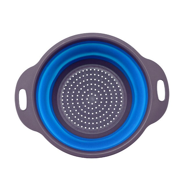 Opvouwbare Zeef Mand Opvouwbare Vergiet Fruit Vorm Manden Vierkante Groente Afdruiprek Wassen Sets Keuken: round blue / L