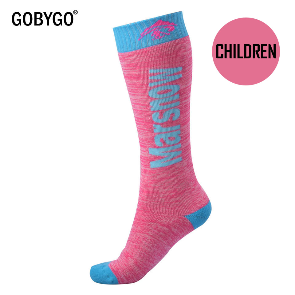 GOBYGO Winter Warme Kinder Männer Frauen Thermische Ski Socken Dicker Baumwolle Sport Snowboard Radfahren Skifahren Socken Bein Wärmer Lange Socken: Children Rose