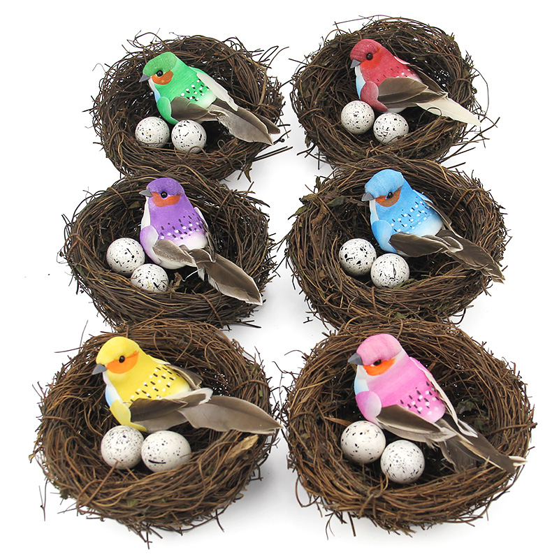 Nido de Pájaro redondo de ratán para decoración, decoración Vintage hecha a mano de vid, aves de fuego, con forma de cuerda, accesorios para de boda en casa y jardín