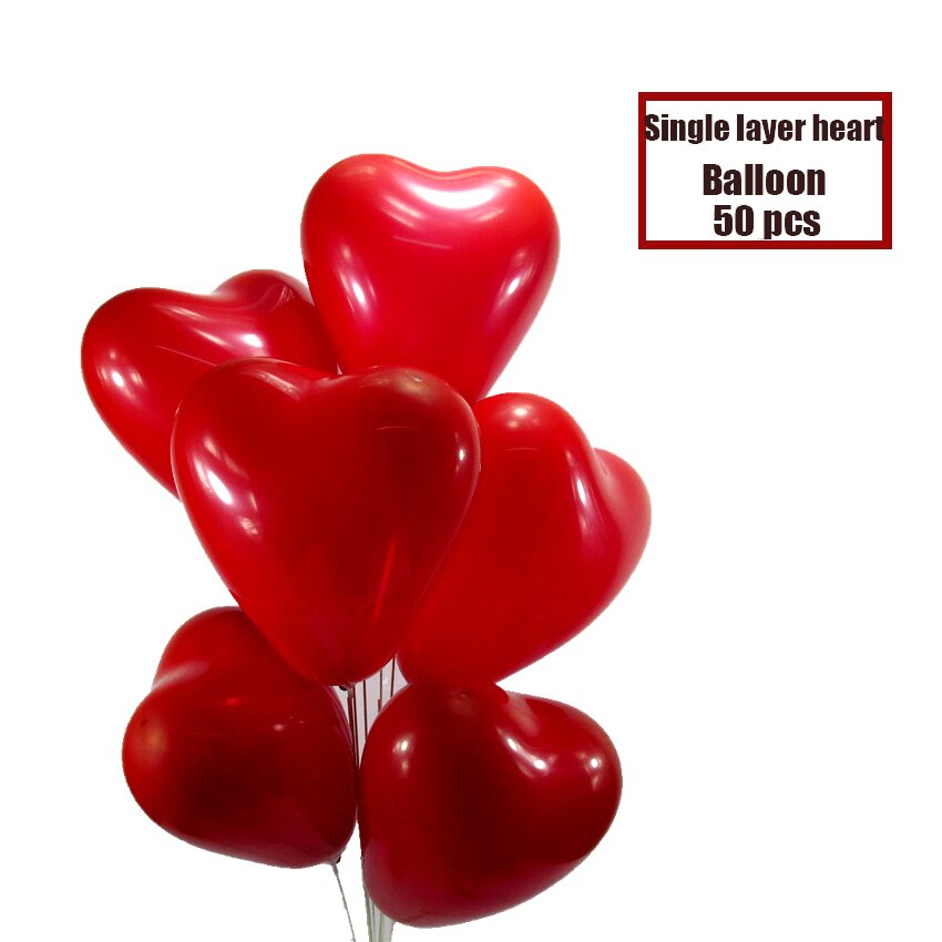50 stk 10 tommer dobbeltlag rundt hjerteballon bryllupsballoner festballon dekoration fødselsdagsfest forsyninger: Enkelt lag hjerte