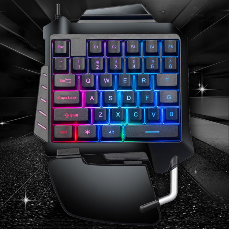 Mechanical One-Hand Gaming Keyboard Portable LED Backlight Mini Gaming Keyboard