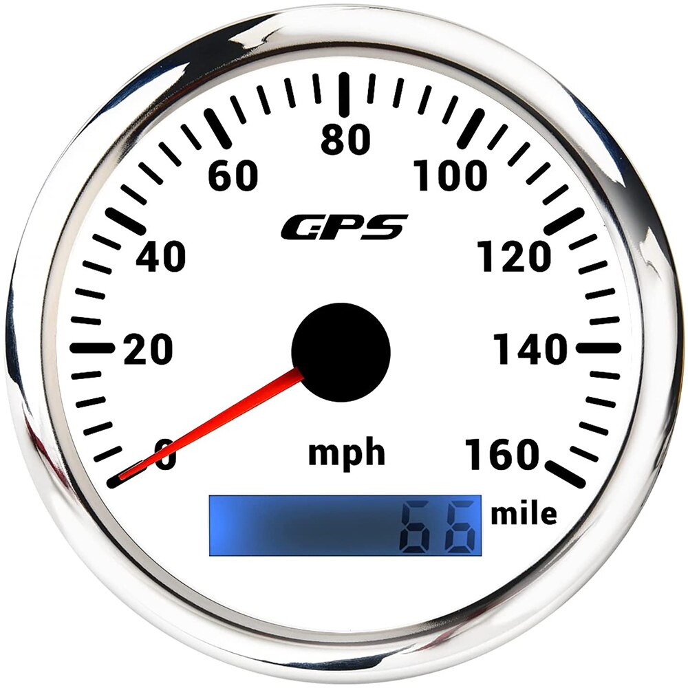 85mm GPS Speed Gauge Meter 0-30/60/120/200 Km/h MPH 0-80/160 MPH 7 Colors Backlight for Truck Car Yachts: 160MWS