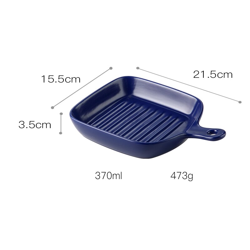 Nordisk ugnstallrik rund fyrkantig dubbelöra med handtag keramisk servis modern hem frukost salladstallrik: Q