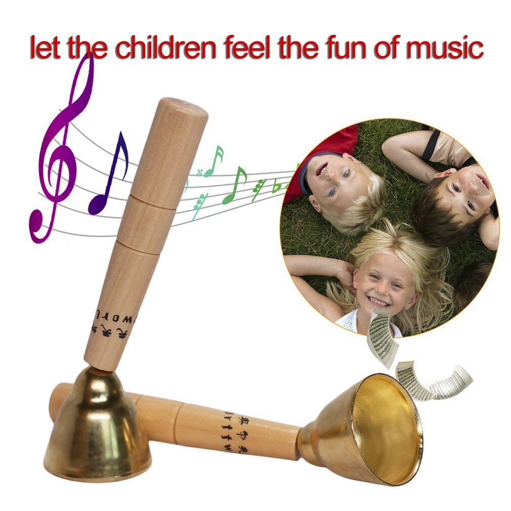 Barn hånd klokke orff verden træ berøring klokke træ håndtag kobber musikalsk legetøj børn dunket musikinstrument