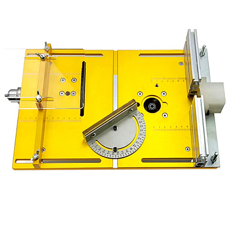 Router Table Insert Plate Workbench Circular Saw Flip Cover Plate W/ Miter Gauge Guide Aluminium Profile Fence Sliding Brackets