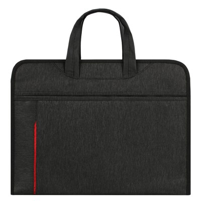 A4 Briefcase Laptop Case Document Bag Men Women Portable Business Conference Office Paper Organizer Zipper Large-capacity Folder: black