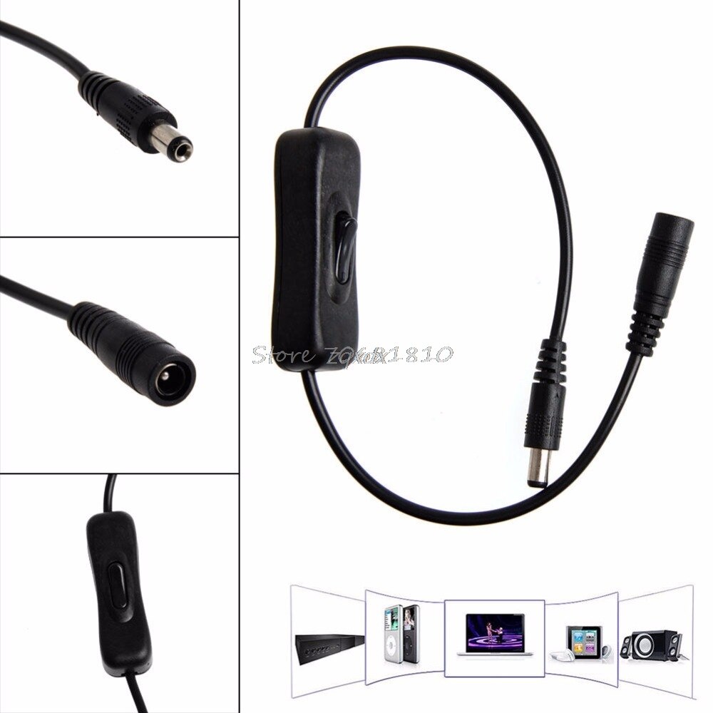 Dc-voedingsstekker 5.5 x 2.1mm mannelijk naar vrouwelijk verlengsnoer met schakelaar aan/uit groothandel
