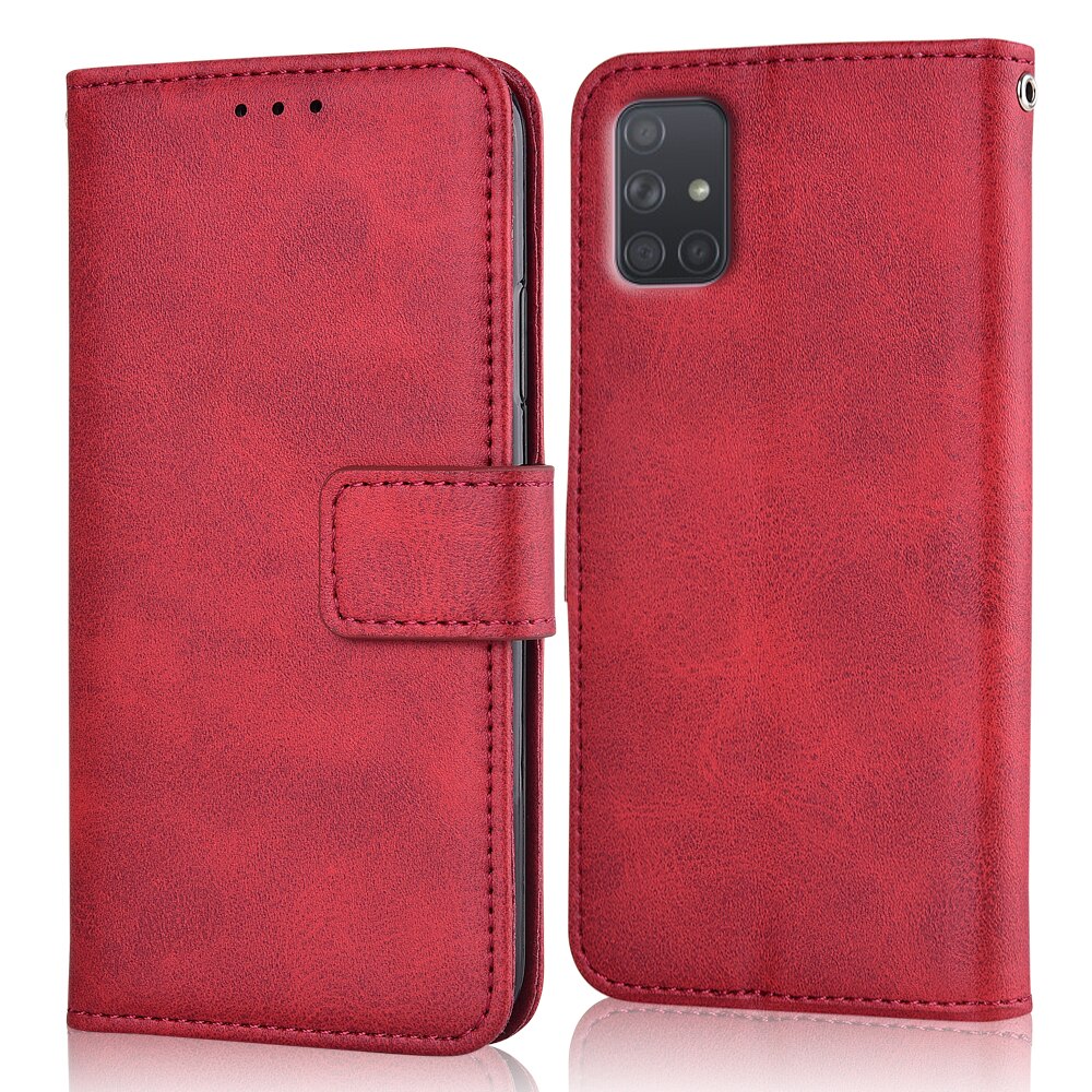 For Samsung A71 Case For On Samsung Galaxy A71 A 71 Coque Wallet Case For Samsung Galaxy A71 Book Flip Cover: niu-Red