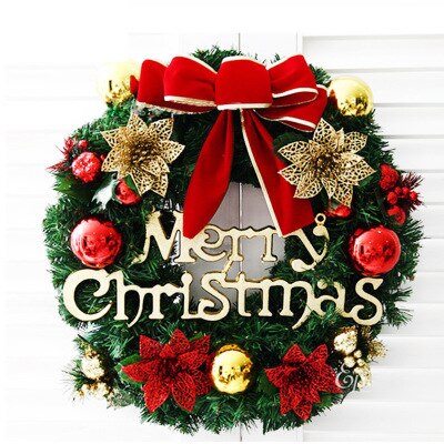 Joylove julekrans dør butiksvindue hængende juletræ dekoration vinring pvc 30cm simulering krans: Blomst