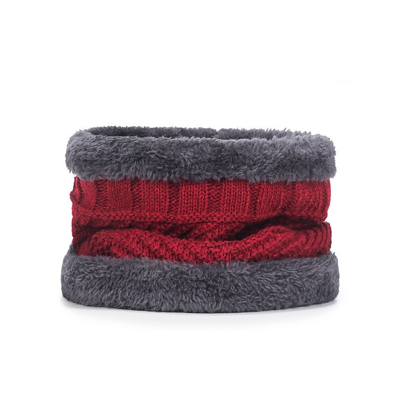 Chapeau d'hiver en velours pour hommes, chapeau tricoté épais en laine, résistant au froid, équitation en plein air, ski, bavoir deux pièces: red Collar