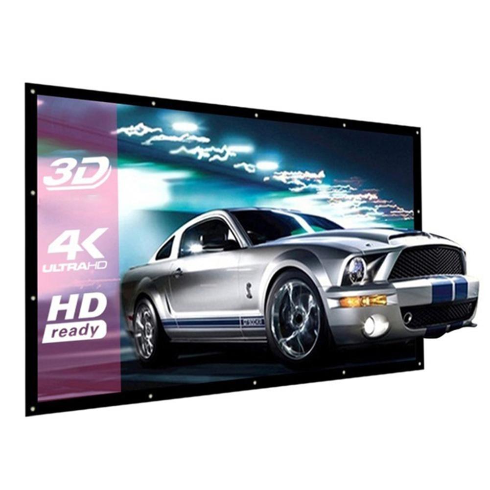 Pantalla de proyector de lona 3D HD, proyección montada en la pared, pantalla de poliéster, proyector LED de lona para cine en casa, 60/72/84/100/120in
