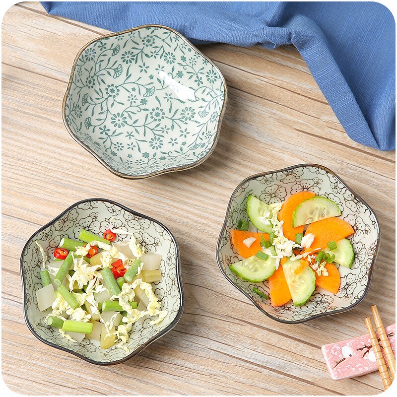 household ceramic dish E120 flower kitchen plum flower shaped saucer dish pottery and porcelain tableware