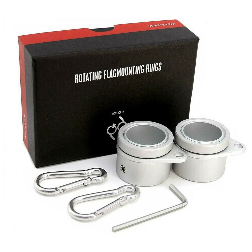 2 Pack Aluminum Flagpole Rotating Clips Rings 1" Dia Flag Pole Aluminum Flagpole Rotating Ring For Home